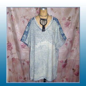 NWOT XS Free People We The Free Oversized fit True Blue Tee Tunic Top